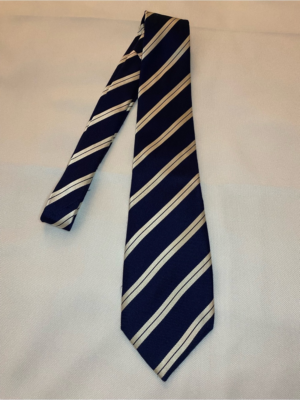 Corneliani Navy and Cream Diagonal Stripe Tie